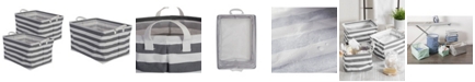 Design Imports Polyethylene Coated Cotton Polyester Laundry Bin Stripe Rectangle Large Set of 2